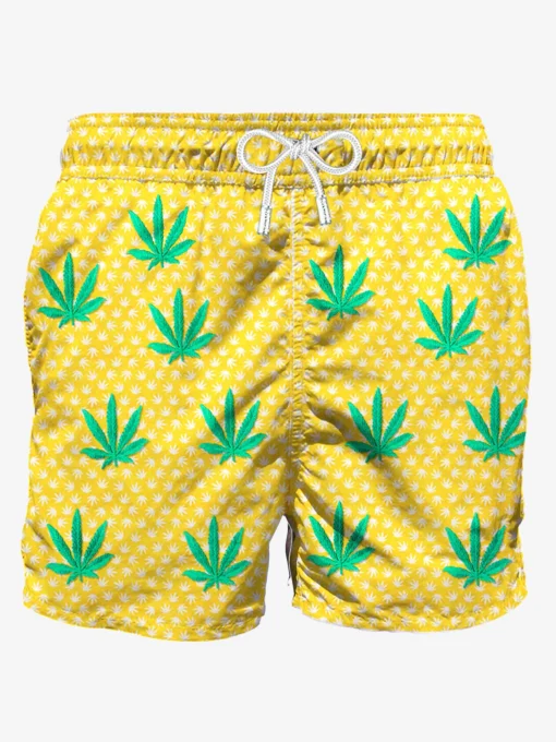 Costume da bagno di media lunghezza con foglie ricamate