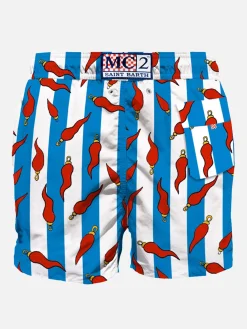 Costume da bagno di media lunghezza con stampa portafortuna