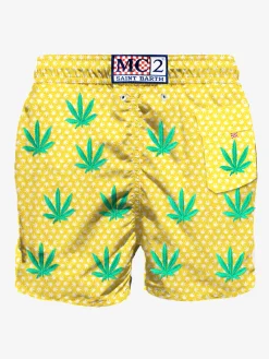 Costume da bagno di media lunghezza con foglie ricamate