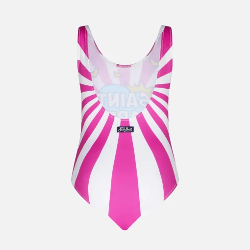 Costume intero da bambina stampa Saint Barth Pop