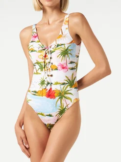 Costume intero da donna con stampa tropicale