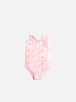 Costume intero rosa Sangallo da bambina