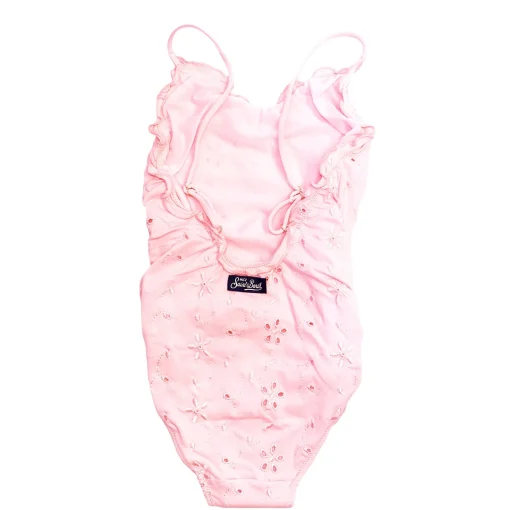 Costume intero rosa Sangallo da bambina