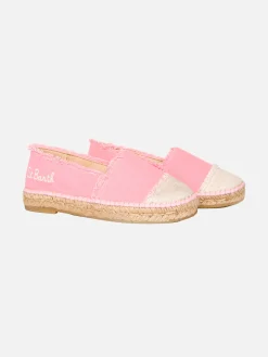 Espadrillas rosa in tela con ricami
