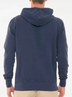 Felpa blu in cotone con ricamo