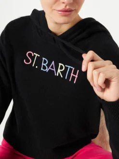 Felpa corta in maglia con ricamo St. Barth