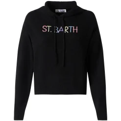 Felpa corta in maglia con ricamo St. Barth