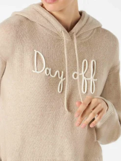 Felpa cropped in maglia da donna con cappuccio e ricamo Day Off