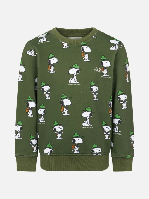 Felpa da bambino girocollo verde con stampa Snoopy | EDIZIONE SPECIALE SNOOPY PEANUTS™