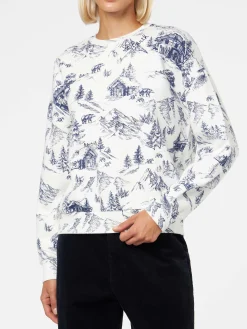 Felpa da donna in felpa con stampa toile de jouy