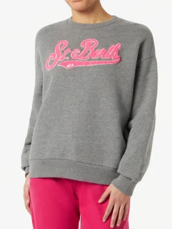 Felpa da donna in felpa con logo in spugna rosa
