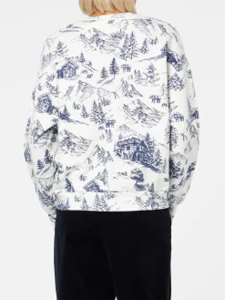 Felpa da donna in felpa con stampa toile de jouy