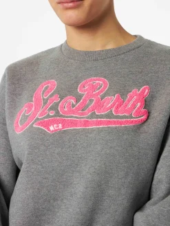 Felpa da donna in felpa con logo in spugna rosa