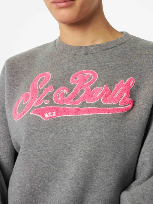Felpa da donna in felpa con logo in spugna rosa