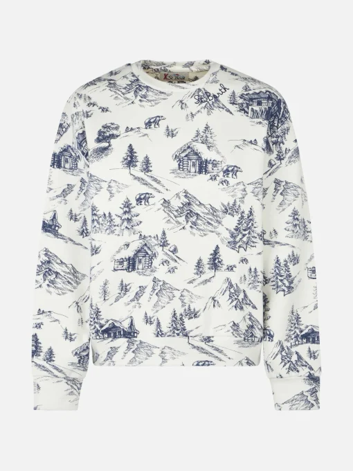 Felpa da donna in felpa con stampa toile de jouy