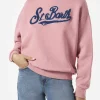 Felpa da donna rosa in felpa con logo in spugna