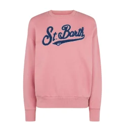 Felpa da donna rosa in felpa con logo in spugna