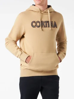 Felpa da uomo beige con patch Cortina