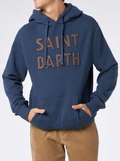 Felpa da uomo blu con patch Saint Barth