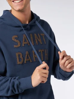 Felpa da uomo blu con patch Saint Barth