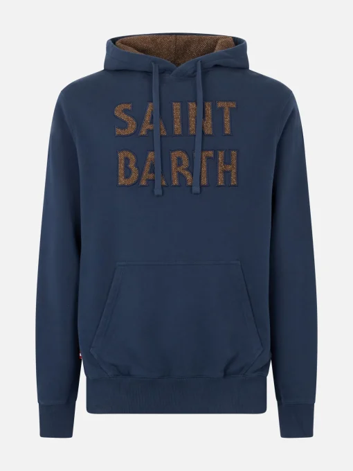 Felpa da uomo blu con patch Saint Barth