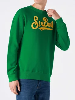 Felpa da uomo girocollo con logo in spugna