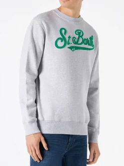 Felpa da uomo girocollo con logo in spugna