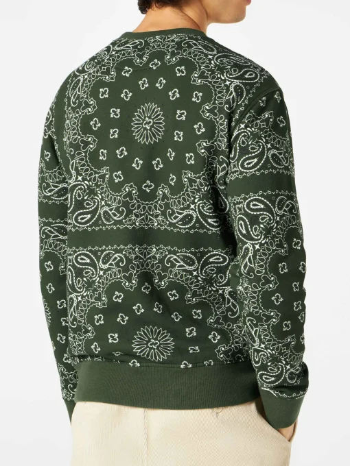 Felpa da uomo girocollo con stampa bandana verde
