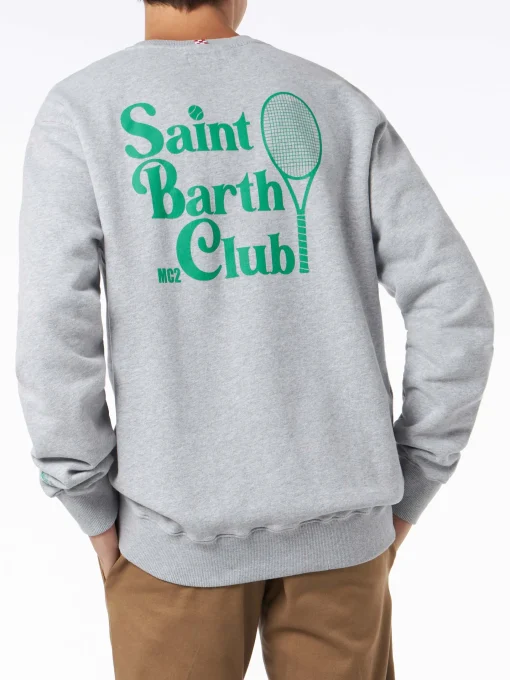 Felpa da uomo grigia girocollo con stampa Saint Barth MC2 Club