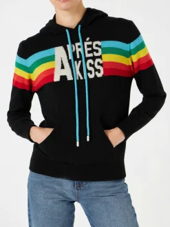 Felpa in maglia con intarsio arcobaleno