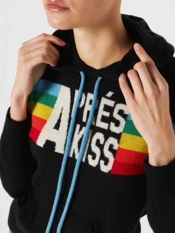 Felpa in maglia con intarsio arcobaleno