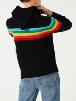 Felpa in maglia con intarsio arcobaleno