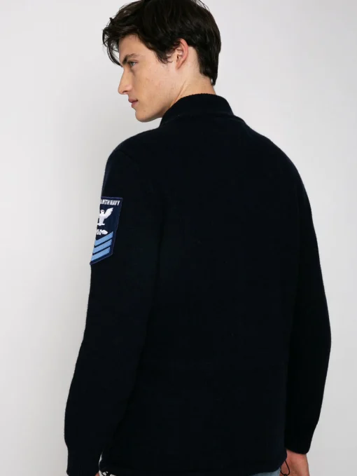 Field jacket in maglia con toppa