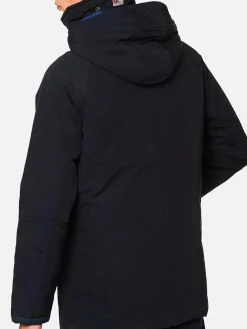 Giacca a Vento con Cappuccio Blu Navy per Uomo