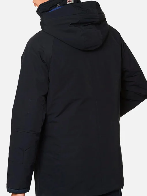Giacca a Vento con Cappuccio Blu Navy per Uomo
