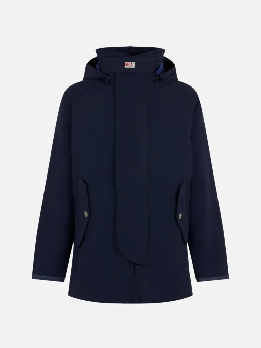 Giacca a Vento con Cappuccio Blu Navy per Uomo