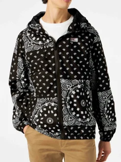 Giacca a vento leggera da uomo con cappuccio e stampa bandana