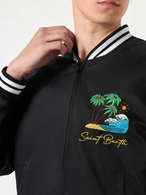 Giacca nera da uomo ricamo isola di Saint Barth