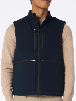 Gilet imbottito in tessuto elasticizzato blu navy da uomo Vonn