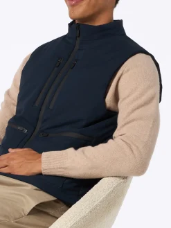 Gilet imbottito in tessuto elasticizzato blu navy da uomo Vonn