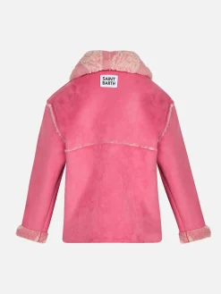 Giubbotto da bambina in shearling con stampa paisley