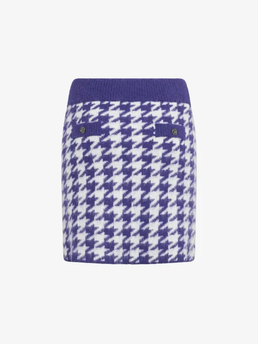 Gonna da donna in maglia con bottoni gioiello