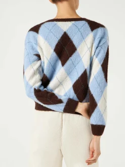 Maglia cropped da donna con fantasia a rombi