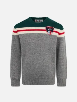 Maglia da bambino girocollo con patch St. Barth Ski club