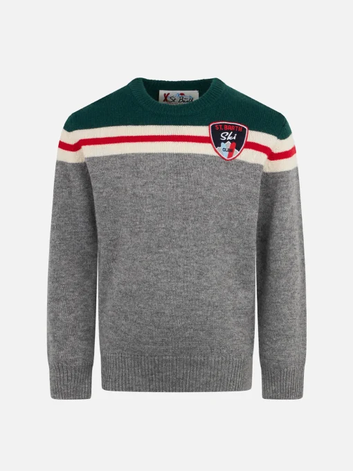 Maglia da bambino girocollo con patch St. Barth Ski club