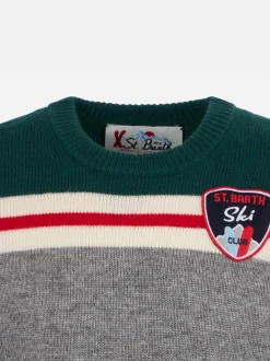 Maglia da bambino girocollo con patch St. Barth Ski club