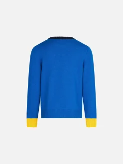 Maglia da bambino girocollo blu con ricamo