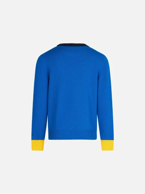 Maglia da bambino girocollo blu con ricamo