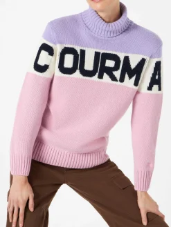 Maglia da donna a collo alto con scritta Courma