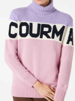Maglia da donna a collo alto con scritta Courma